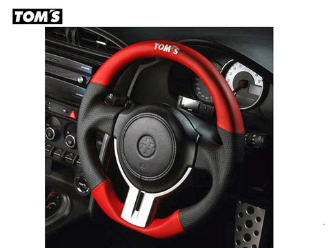 Steering Wheel - Toms - Red & Black Leather - GT86 & BRZ