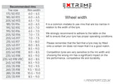 Extreme VR-1 Trackday - Sprint - Competition Tyre - recommended wheel widths